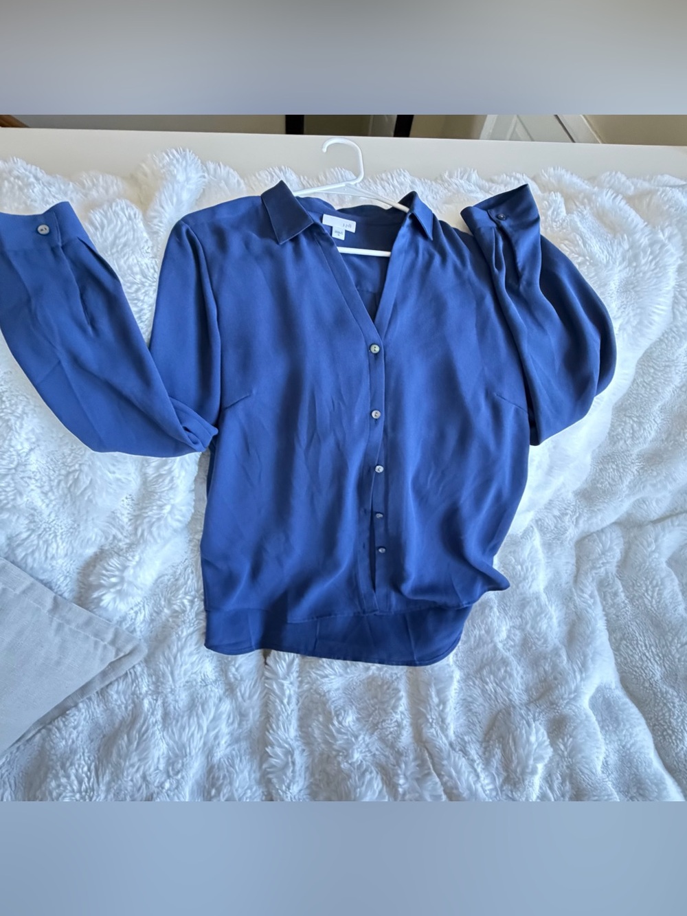 J. Jill Deep Blue Button-Front Blouse Size Medium